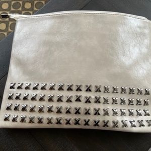 Studded Ivory Envelope Large Clutch - Vegan - New without tags